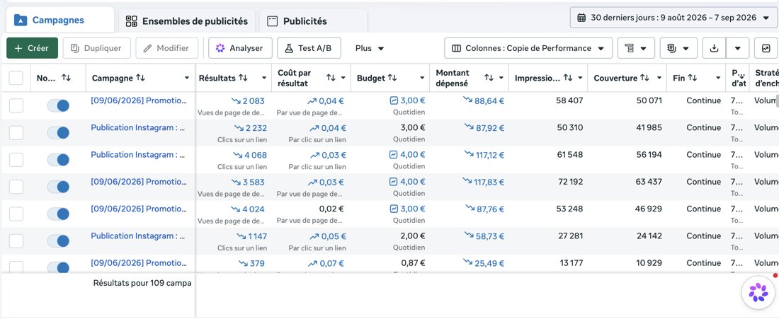 Gestionnaire de publicités Meta — campagnes C&S Nancy Head Spa