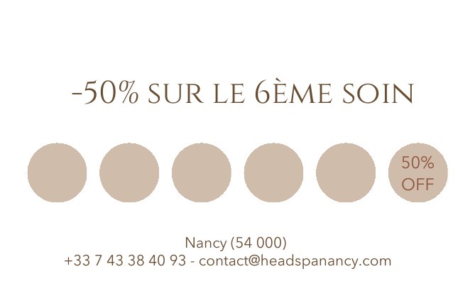 Carte de fidélité C&S Nancy — verso, -50% sur le 6ème soin